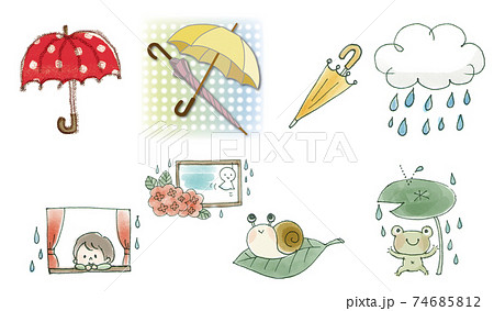 梅雨のイラストセットのイラスト素材