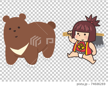 金太郎と熊 日本昔話のイラスト素材 [74686269] - PIXTA