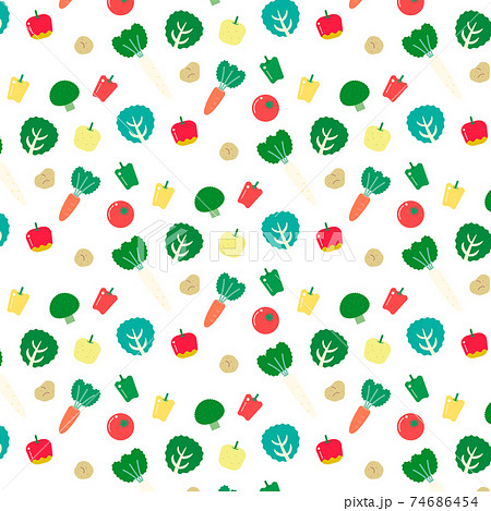 野菜と果物のシームレスパターンのイラスト素材