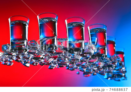 Glasses of vodka . Glasses of vodka . 74688637