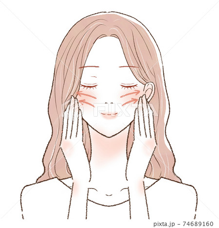顔のリフトアップをする女性 74689160