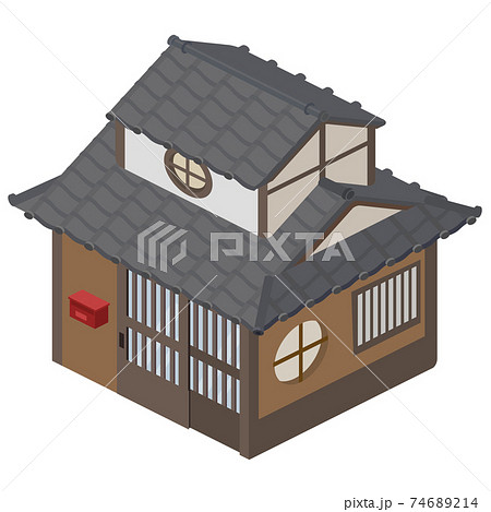 住宅 家 日本家屋のベクターイラスト アイソメトリック アイソメ のイラスト素材