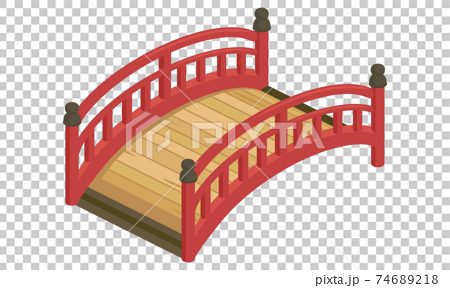 赤いアーチ橋のベクターイラスト アイソメトリック アイソメ のイラスト素材