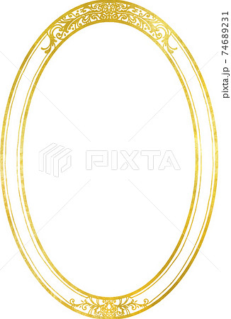 ゴールドの楕円フレーム ベクター素材のイラスト素材