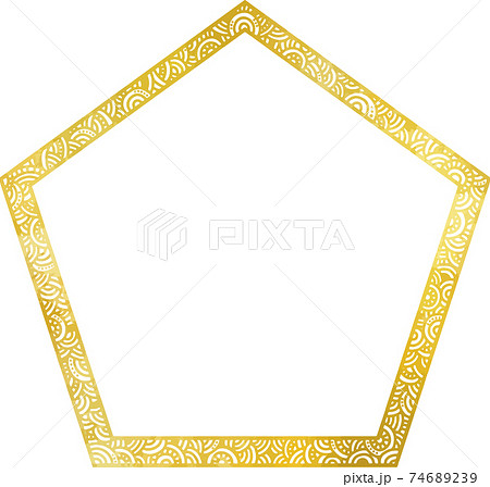 ゴールドの五角形フレーム ベクター素材のイラスト素材