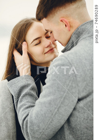 Winter snow couple love story Winter snow couple love story 74690289