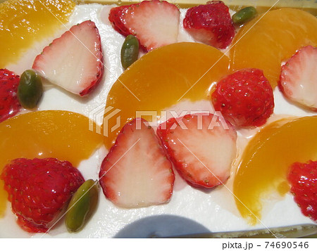フルーツ牛乳寒天の写真素材