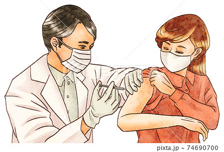 予防接種を受ける若い女性 予防接種を受ける若い女性 74690700