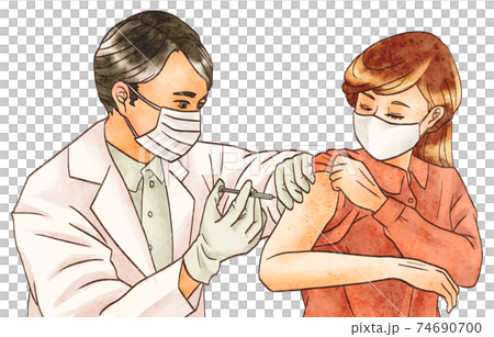 予防接種を受ける若い女性 予防接種を受ける若い女性 74690700