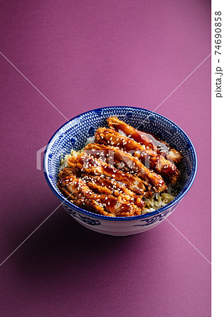 Katsudon fried chicken with rice in a bowl Katsudon fried chicken with rice in a bowl 74690858