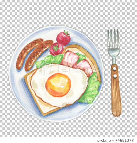 Western-style breakfast [hand-painted watercolor] 74691377