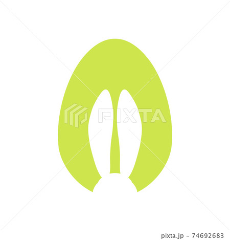 Easter egg shape with bunny ears silhouette 74692683