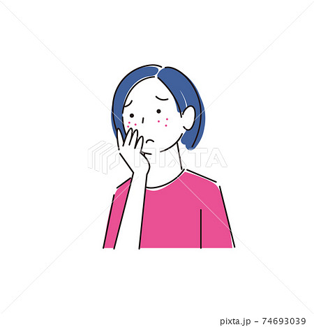 マスクの着用が原因で肌荒れになってしまった女性 シンプル イラスト ベクター マスクの着用が原因で肌荒れになってしまった女性 シンプル イラスト ベクター 74693039