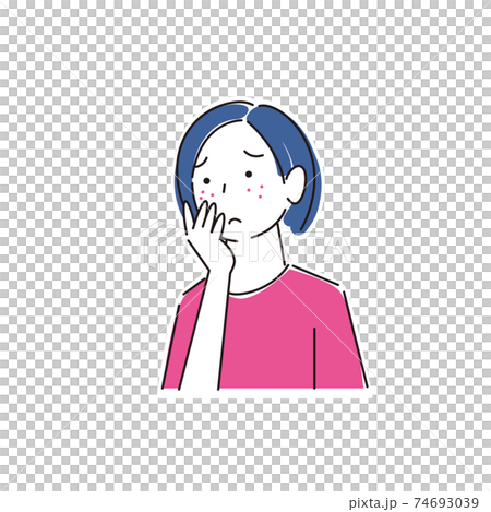 A woman who has become rough due to wearing a mask Simple illustration vector 74693039