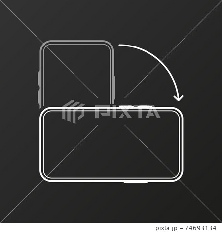 Rotate smartphone isolated icon. Device rotation symbol on black background. Mobile screen horizontal and vertical turn. Vector illustration. Rotate smartphone isolated icon. Device rotation symbol on black background. Mobile screen horizontal and vertical turn. Vector illustration. 74693134