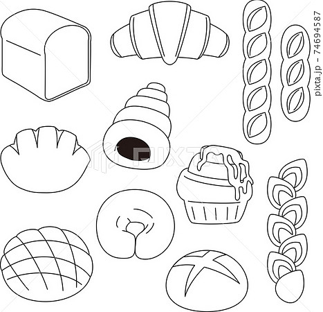シンプルなパンのイラスト 線画 のイラスト素材