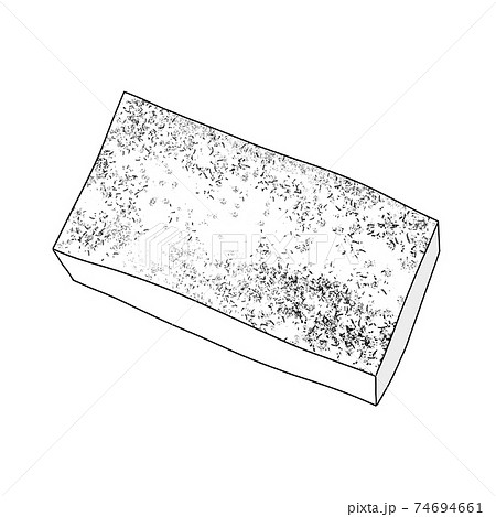 食材2 1 焼き豆腐 モノクロ 鍋 弁当 料理画像にも使えます 組合せシリーズのイラスト素材