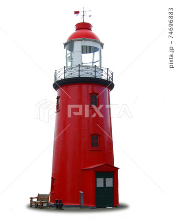 Small red isolated lighthouse Small red isolated lighthouse 74696883