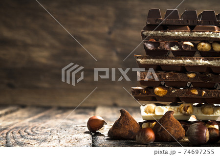 Different types of chocolate. Different types of chocolate. 74697255