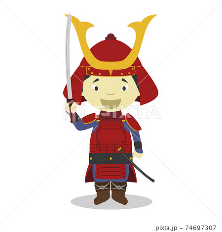 Japanese samurai cartoon character. Vector... - Stock Illustration  [74697307] - PIXTA