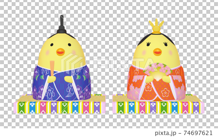 ひな祭りのイラスト素材 ひよこのひな人形 男雛右・女雛左（4_2） 親王