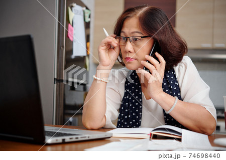 Senior businesswoman working from home 74698440