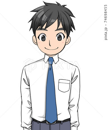 笑顔で正面を見るワイシャツにネクタイをした男性 のイラスト素材
