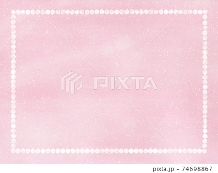 シンプルなパールの四角フレームとロマンチックなピンクの背景のイラスト素材