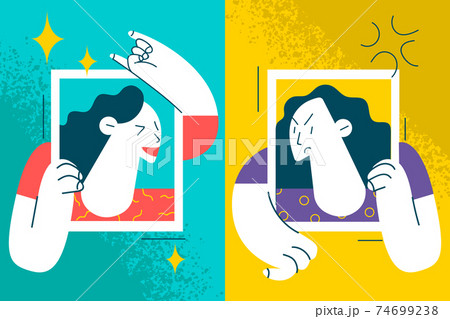 Contrasts in mood and state of mind concept 74699238