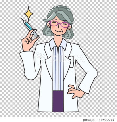 一位醫生拿著注射器的白大褂的插圖 74699943