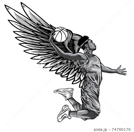 monochromatic Basketball player. Vector illustration created in topic Second wind 74700170