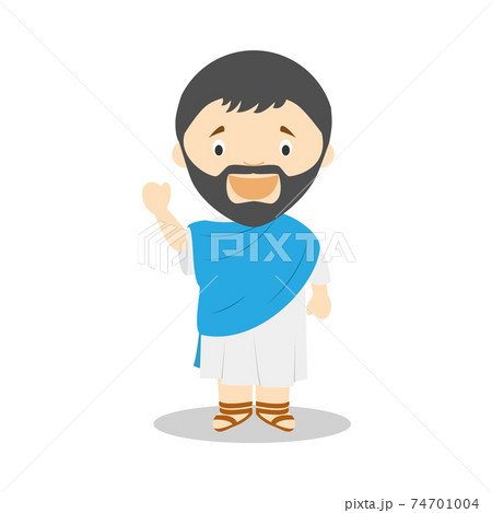 Thales of Miletus cartoon character. Vector Illustration. Kids History Collection. 74701004