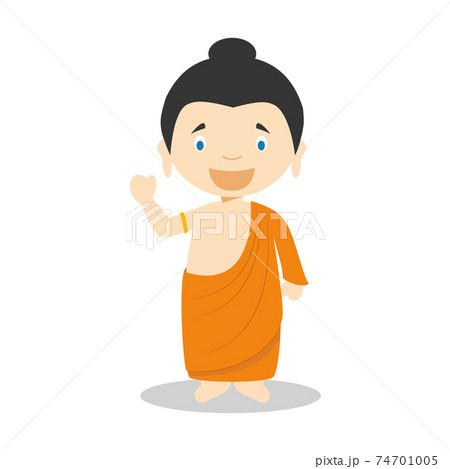 Siddhartha Gautama cartoon character. Vector Illustration. Kids History Collection. 74701005