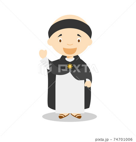 Saint Thomas of Aquino cartoon character. Vector Illustration. Kids History Collection. 74701006