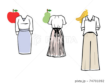 骨格診断からみた似合う服 3タイプ ストレート ウェーブ ナチュラル のイラスト素材