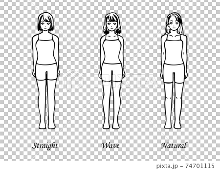 Skeleton diagnosis 3 types body shape illustration underwear Ver. (Straight wave natural) Skeleton diagnosis 3 types body shape illustration underwear Ver. (Straight wave natural) 74701115