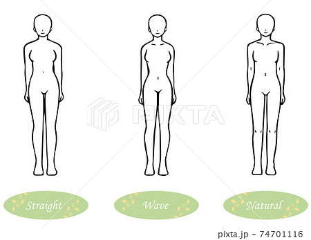 骨格診断 3タイプ 体型イラスト ヌードVer.(ストレート・ウェーブ・ナチュラル) 骨格診断 3タイプ 体型イラスト ヌードVer.(ストレート・ウェーブ・ナチュラル) 74701116