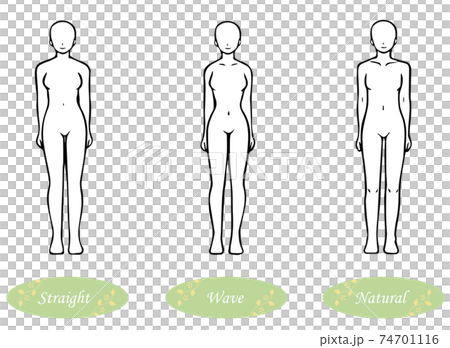 骨格診断 3タイプ 体型イラスト ヌードVer.(ストレート・ウェーブ・ナチュラル) 骨格診断 3タイプ 体型イラスト ヌードVer.(ストレート・ウェーブ・ナチュラル) 74701116
