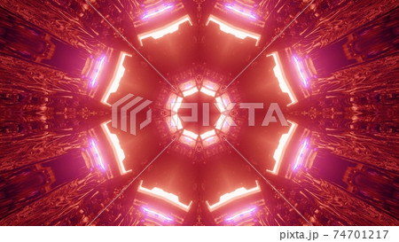 3D illustration of tunnel with bright illumination 3D illustration of tunnel with bright illumination 74701217