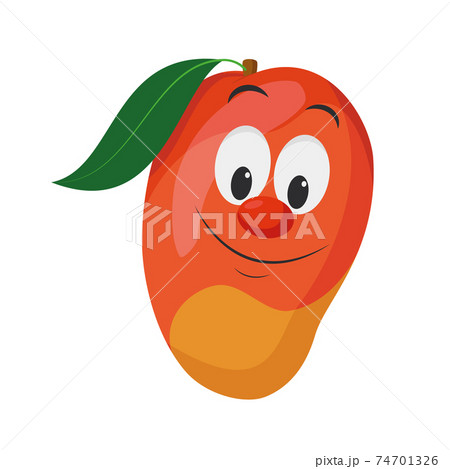 Fruits Characters Collection: Vector illustration of a funny and smiling mango character. 74701326