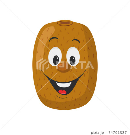 Fruits Characters Collection: Vector illustration of a funny and smiling kiwi character. 74701327
