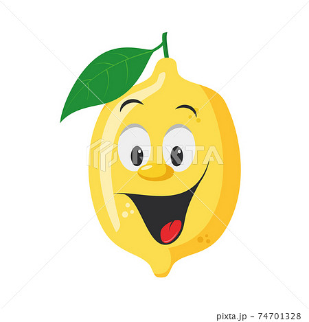 Fruits Characters Collection: Vector illustration of a funny and smiling lemon character. 74701328