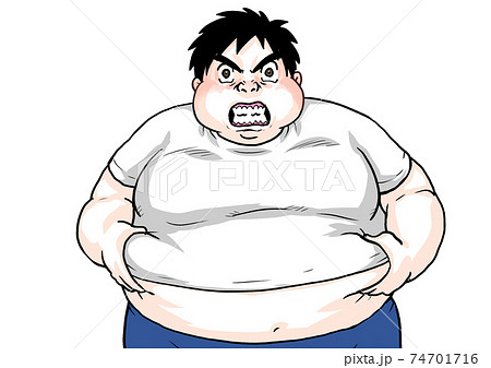 デブ 肥満 太ってる メタボ 脂肪 成人病 糖尿病 不健康 お腹 内臓 ふくよか ブタ 男 のイラスト素材
