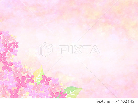 水彩で描いた紫陽花の背景イラスト 74702445