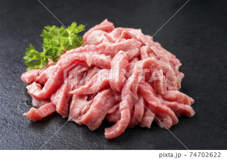 Raw veal strips for traditional Swiss zurcher geschnetzeltes  74702622