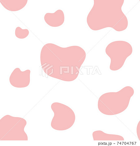 ピンク色のシンプルな牛柄 ダルメシアン柄のかわいいテクスチャー 牛の模様 シームレスパターンのイラスト素材