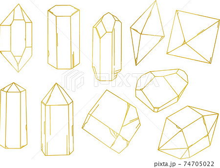 鉱物のゴールド線画セット ベクター素材のイラスト素材