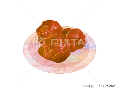 梅干し はちみつ梅 挿絵 和食 水彩イラスト 和風 日本食のイラスト素材