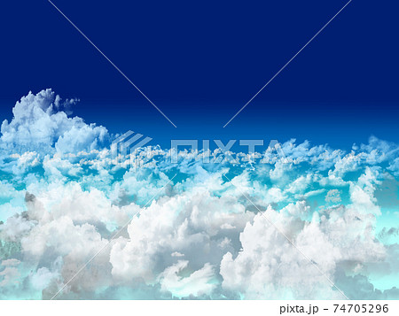 雲の上に大きい雲のイラスト素材