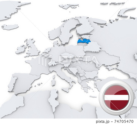 Latvia on map of Europe 74705470